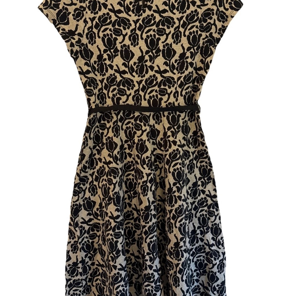 Louie et Lucie Women’s Black Tan Floral Print Cap Sleeve Midi Fit & Flare - Picture 3 of 7